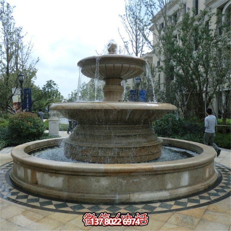 歐式雙層大理石流水噴泉，為小區(qū)增添高貴氣質(zhì)