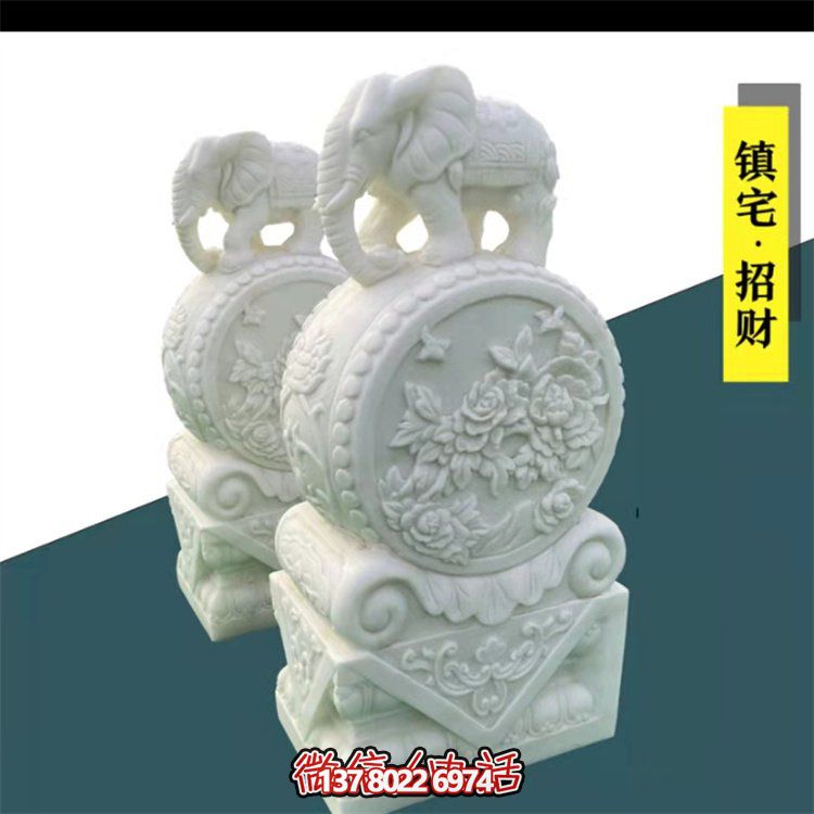 給庭院增添經(jīng)典氣息，漢白玉石抱鼓門(mén)墩裝飾