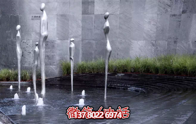 不銹鋼抽象噴泉雕塑，景觀創意裝置