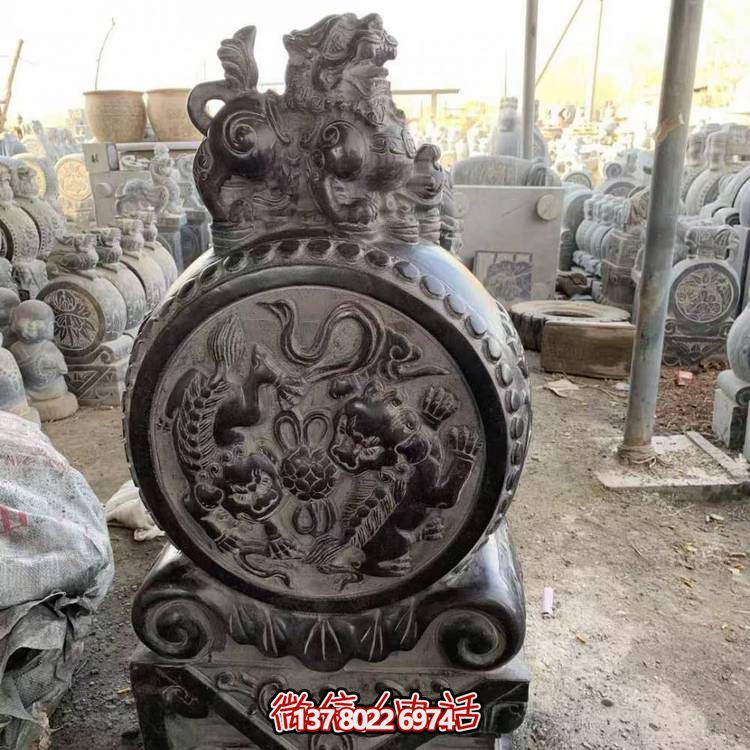 仿古青石石雕抱鼓雕塑，裝點庭院門口