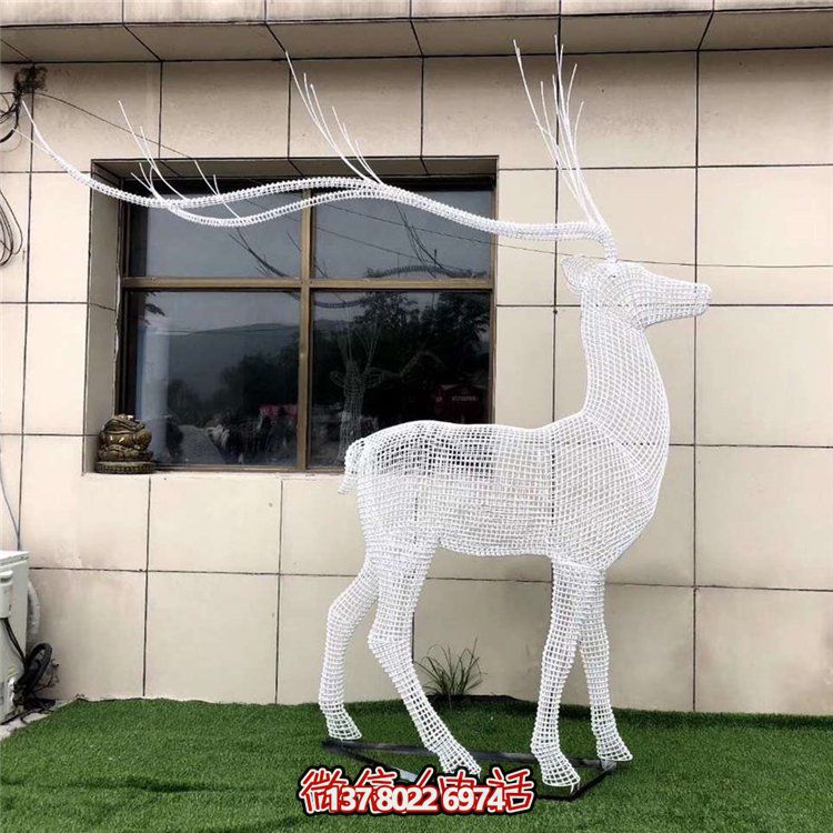 公園照明不銹鋼大型鏤空網(wǎng)格梅花鹿裝飾燈