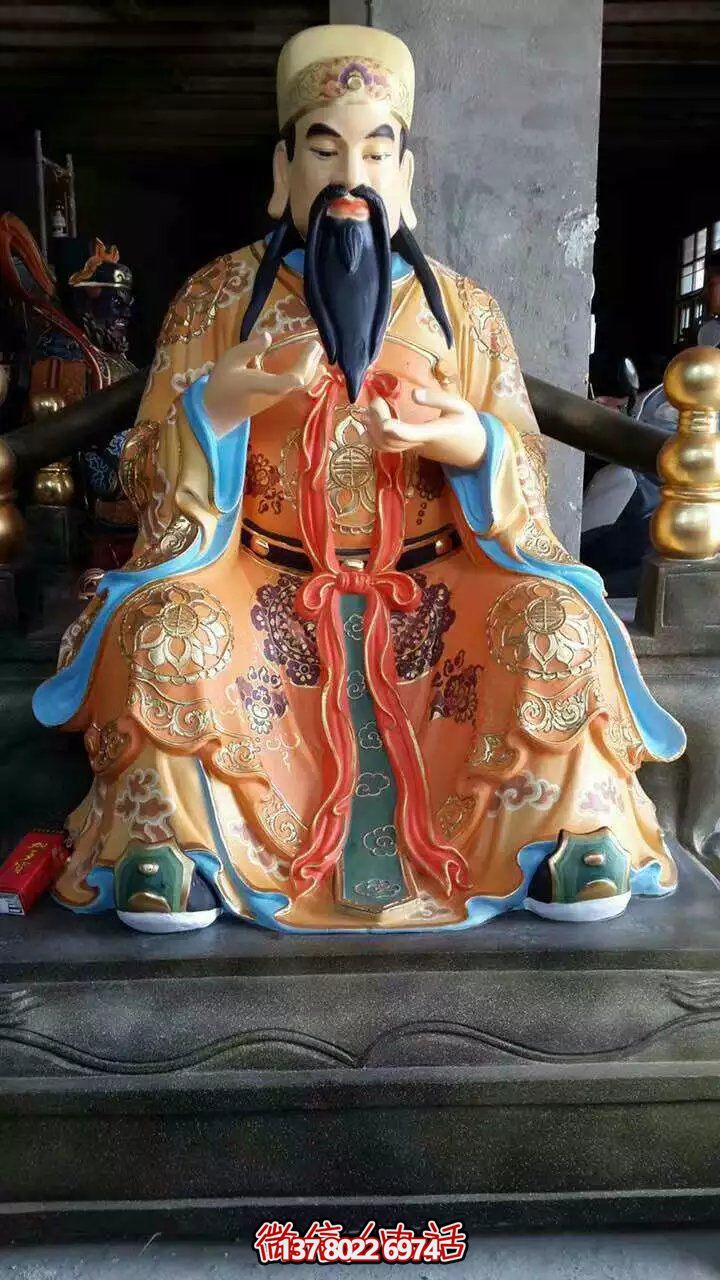 精美供奉財神雕塑，玻璃鋼彩繪絢麗奪目