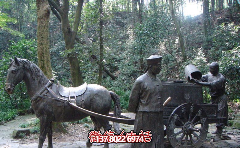 仿古青銅馬車雕塑，為景區(qū)商業(yè)街增添古典風情