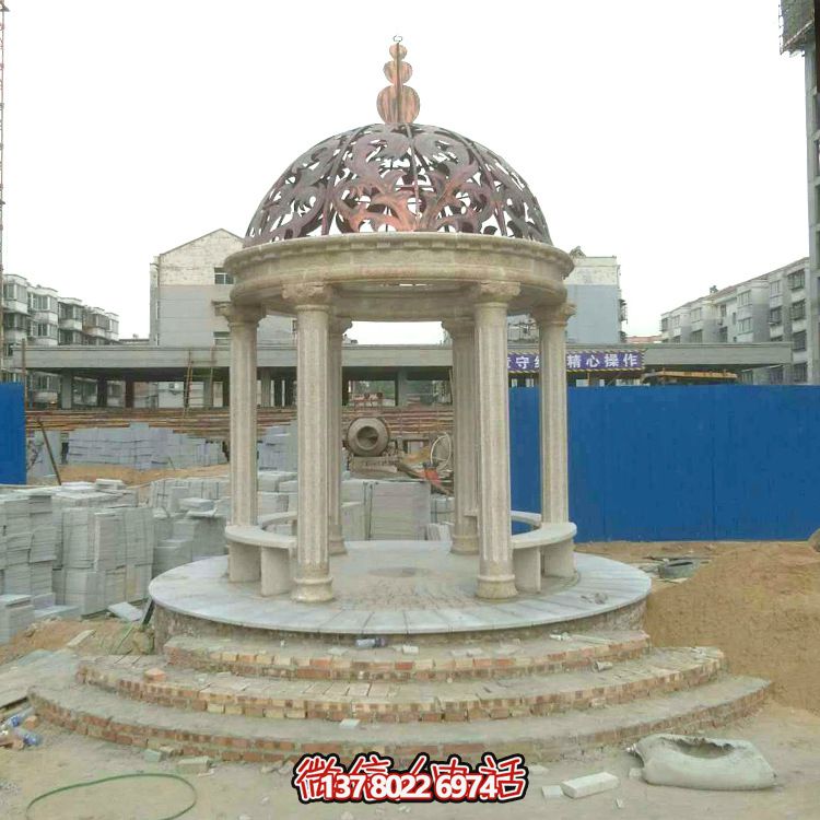 別墅園林擺放歐式羅馬柱鏤空圓頂涼亭 別墅園林擺放歐式羅馬柱鏤空圓頂涼亭