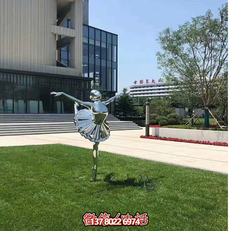 不銹鋼芭蕾女孩，鏡面跳舞女孩雕塑