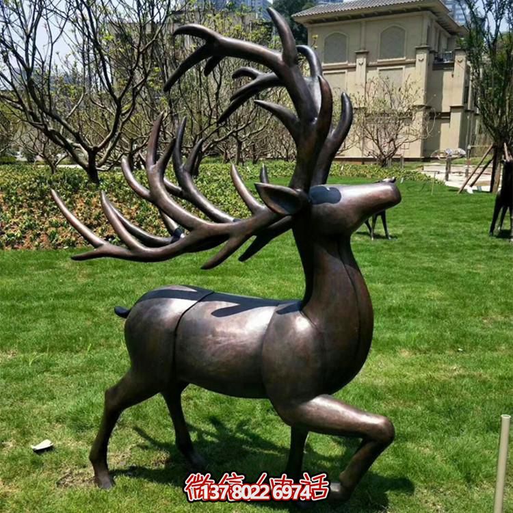 玻璃鋼仿銅戶(hù)外園林動(dòng)物景觀梅花鹿雕塑