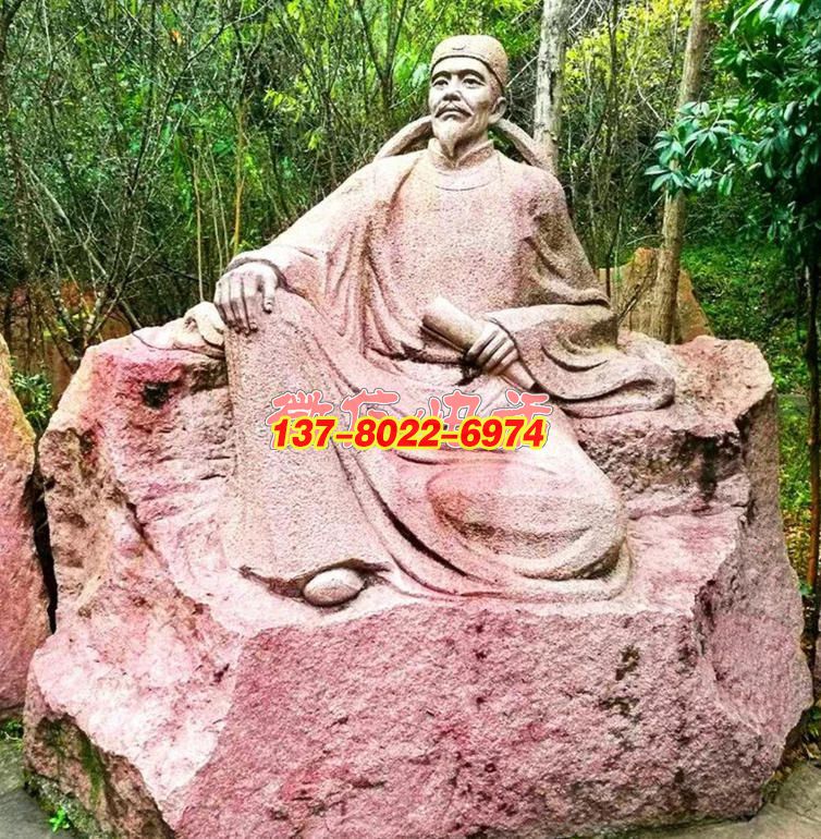 幽林坐覽江山意，詩(shī)魂永寄天地間——人物石材雕塑